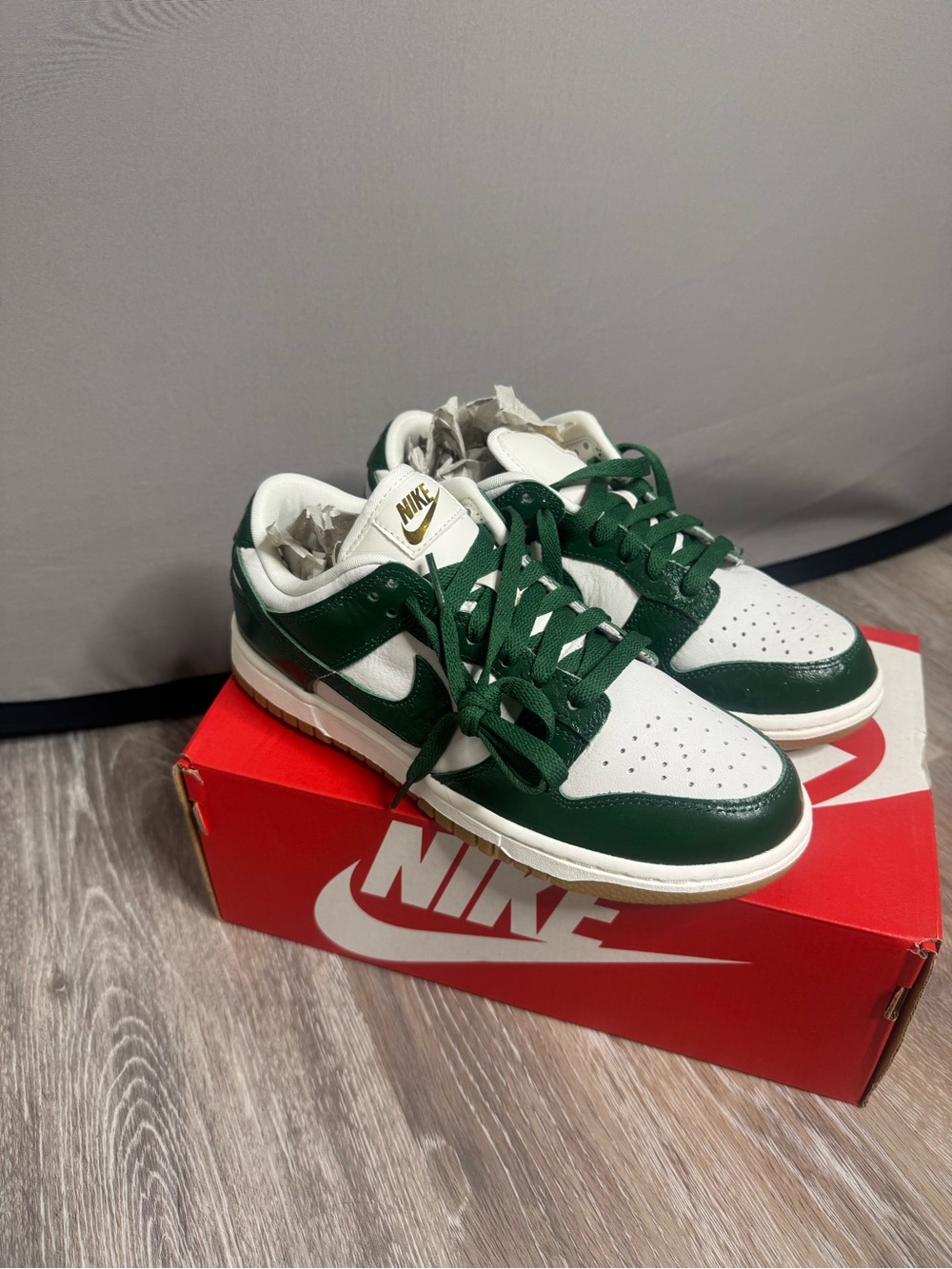 Nike Dunk Low White and Green Leather Sneakers
